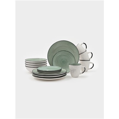 Чайная пара Доляна Nature, 2 предмета: чашка 260 мл, блюдце d=15 см, керамика, зелёная