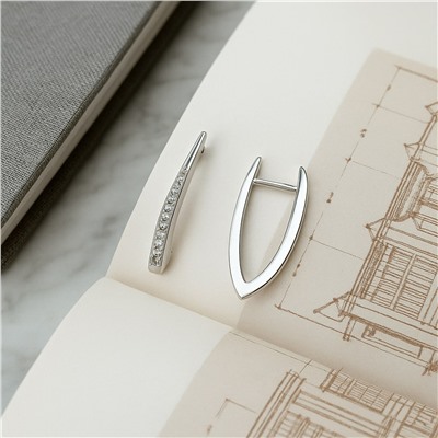 Серьги ювелирная бижутерия коллекция "Дубай" покрытие посеребрение, вставка: цирконы, арт.007.140