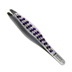 Mertz Пинцет косметический скошенный с декором А-186, 9,5 см 16824