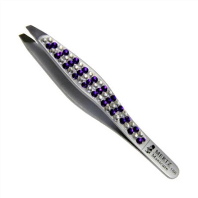 Mertz Пинцет косметический скошенный с декором А-186, 9,5 см 16824