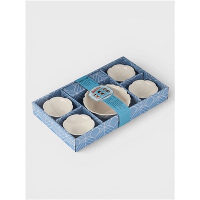 Салатники «Цветок», набор 5 шт.: 1 шт. 390 мл, 4 шт. 100 мл, керамика, белые