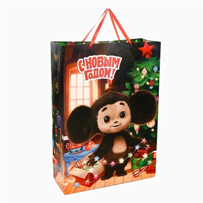 Пакет подарочный новогодний «С Новым годом!», 70×50×19 см, упаковка, Чебурашка
