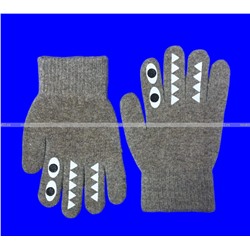 Перчатки детские, подростковые с начесом с прикольным принтом арт. 0703