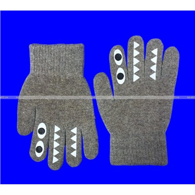 Перчатки детские, подростковые с начесом с прикольным принтом арт. 0703