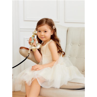 Платье нарядное для девочки MINAKU: PartyDress, рост 116-122 см, цвет молочный
