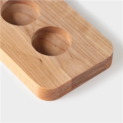 Доска для подачи шотов с ручкой Доляна, 45×9×1.8 см, на 6 рюмок, d=3.9 см, с пропиткой, дерево берёза