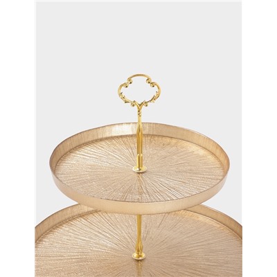 Этажерка для фруктов и десертов «Кувшинка», 2 яруса, d=21/28 см, стекло, золотая