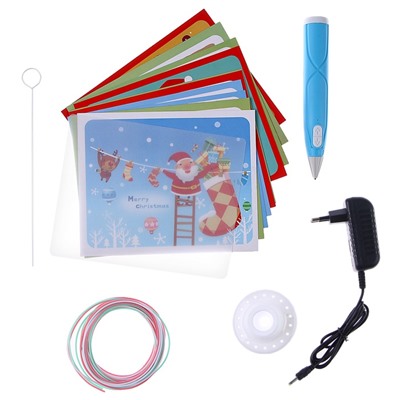 УЦЕНКА 3D ручка "Новый год" набор PСL пластика, мод. PN005, цвет голубой