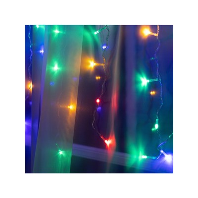 Гирлянда «Занавес» 1.5×1 м, IP20, прозрачная нить, 180 LED, свечение мульти, 8 режимов, 220 В