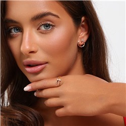 Комплект ювелирной бижутерии коллекция "Дубай" серьги и кольцо 18 р, покрытие позолота, вставка: фианиты, цвет: прозрачный, арт.314.897-18