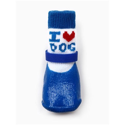 Носки «Я люблю», размер S, 4×5 см, с прорезиненной подошвой, синие