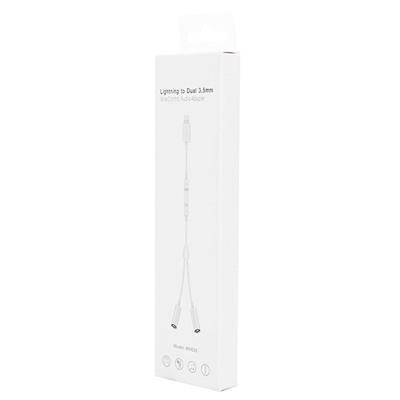 Переходник 2*Jack 3,5 (м) - Lightning (п) - MH026 20см (white)