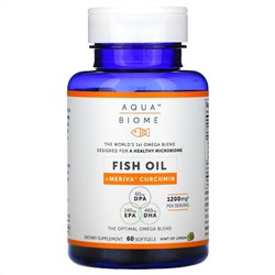 Enzymedica, Aqua Biome, рыбий жир с куркумином Meriva, лимонный вкус, 1200 мг, 60 мягких таблеток