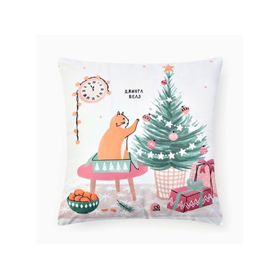 Наволочка декоративная новогодняя «Этель. Новый год» 40×40 см, велюр