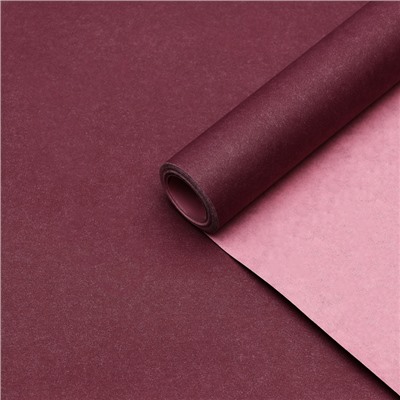 Бумага крафт двухсторонняя, розовый-бордовый, 0.68×10 м