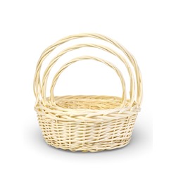 Корзина плетёная для хранения Acacia, с ручкой, бежевая, набор 3 шт.