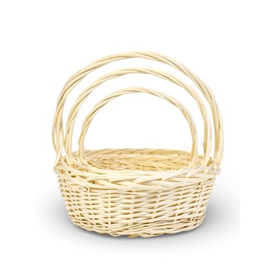 Корзина плетёная для хранения Acacia, с ручкой, бежевая, набор 3 шт.