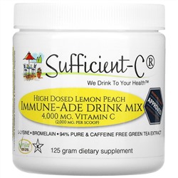 Sufficient C, High Dosed Immune-Ade Drink Mix, Lemon Peach, 4,000 mg, 125 g