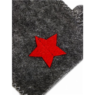 Набор для бани «Буденовец», 3 предмета: шапка, коврик, рукавица, серый, «Добропаровъ»