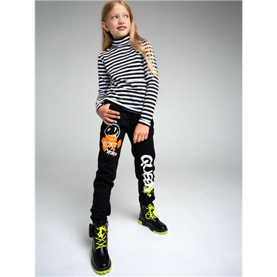 Джинсы-джоггеры, утепленные флисом, для девочки