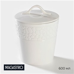 Банка для сыпучих Magistro Rodos, 600 мл, 12.5×15.4 см, фарфор, белая