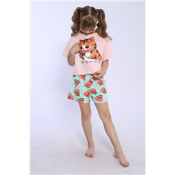 Пижама для девочки Кот-арбуз арт ПД-019-067