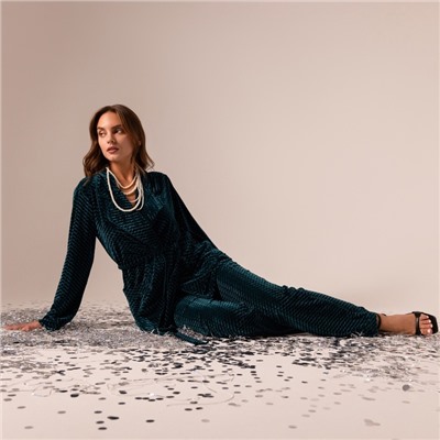 Брюки домашние женские KAFTAN «Бархат», размер 42, зелёные