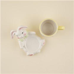 Чайная пара SL Home «Пасхальные кролики», 300 мл, керамика, белая