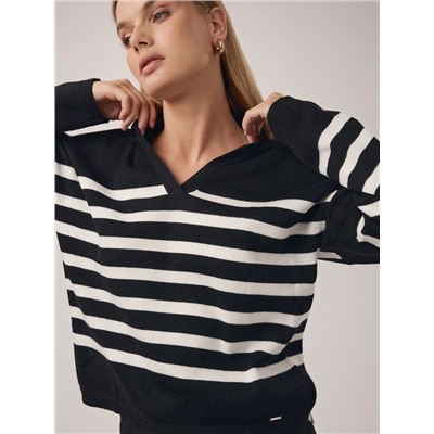 Вязаные джемперы CONTE Джемпер-поло объемного силуэта из пряжи с шерстью LDK 2390