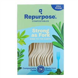Repurpose, Ultra Strong, Compostable Forks, 24 Count
