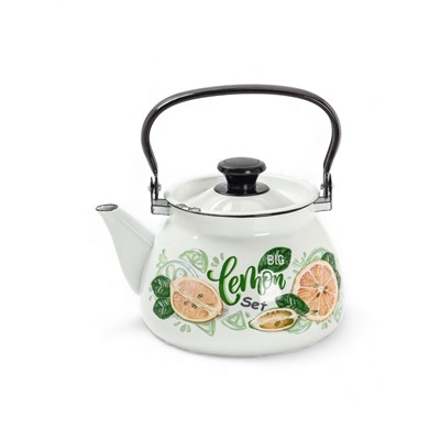 УЦЕНКА Чайник эмалированный «Лимонный сет», 3 л, металлическая ручка, белый