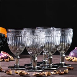 Бокалы для вина Magistro «Босфор», 250 мл, стекло, градиент серебро, набор 6 шт.