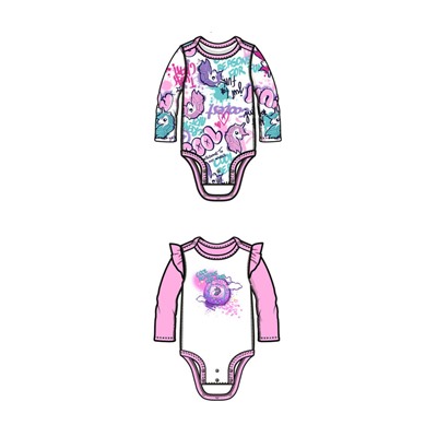 Боди детское трикотажное для девочек, 2 шт в комплекте