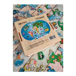 Фигурный пазл MAXI Карта мира. Животные, арт. 01122