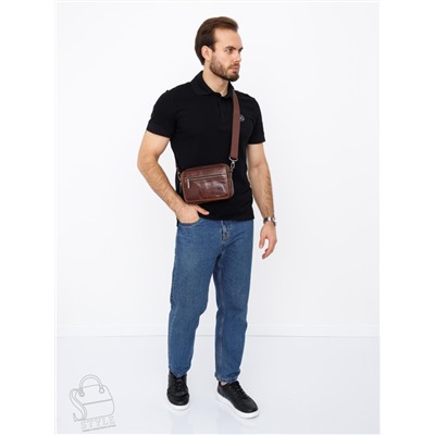 Сумка мужская кожаная 8615S brown Fuxhiniao в Новосибирске