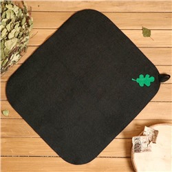 Набор для бани с аппликацией «Дубовый лист», 3 предмета: шапка, коврик, рукавица, войлок, тёмный