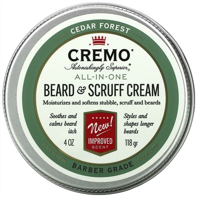 Cremo, All-In-One Beard & Scruff Cream, Cedar Forest, 4 oz (118 g)
