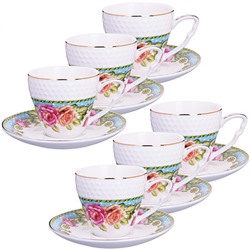 25789 Кофейный сервиз"Розы"12пр,90мл костяной фарфор LR(х16)