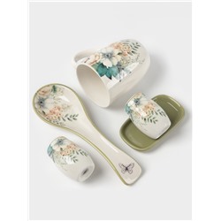 Чайная пара Доляна «Цветы», 2 предмета: чашка, 250 мл, блюдце d=15 см, фарфор, белая