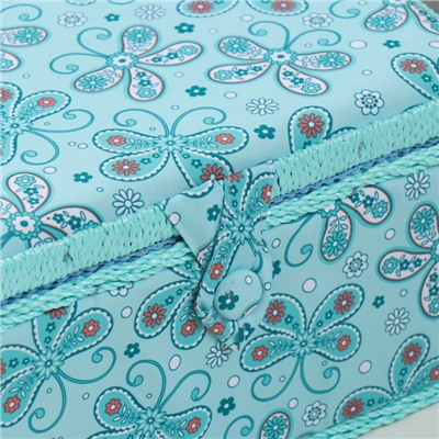 Шкатулка для рукоделия и шитья «Бабочки и цветочки на голубом», хранение ниток, иголок, мелочи, 19×26×14.5 см