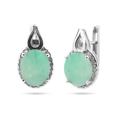 Серьги из серебра изумруд, SL-RIC49