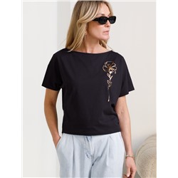 Нарядная футболка с блестящим принтом