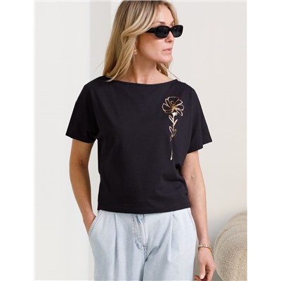 Нарядная футболка с блестящим принтом