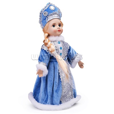 Кукла декоративная Снегурочка, на опоре (тело, руки и ноги -мягконабивные, голова и кисти- керамические) / 17,5x20,5x32см арт.92350