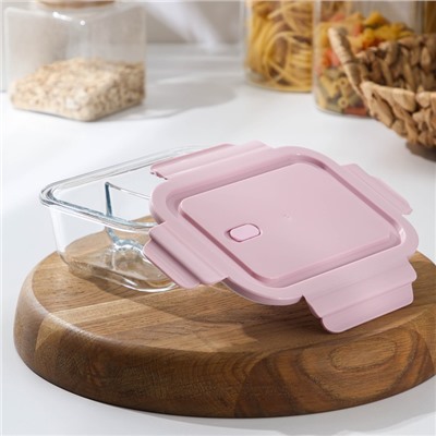 Контейнер двухсекционный из жаропрочного стекла Cook and Freeze, 200/300 мл, 17,5х13,5х6 см, цвет МИКС