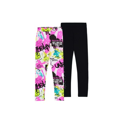 Брюки трикотажные для девочек (легинсы), 2 пары в комплекте