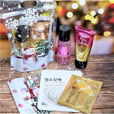 Подарочный набор в zip-пакете "Снеговик" (Спрей для тела + Крем для тела + Маска + Патчи)