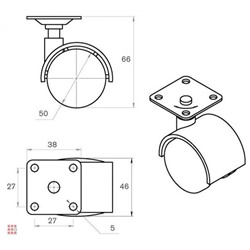 Опора колесная с фиксатором d=50, h=65