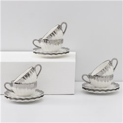 Сервиз чайный «Снежная лавина», 12 предметов: 6 кружек 80 мл, 6 блюдец d=11.2 см, керамика, МИКС