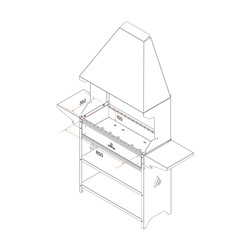 Мангал Professional Optima Zont POZ 3000, 158.2×41.2×207.9 см, 3 мм, с крышей, боковые полки